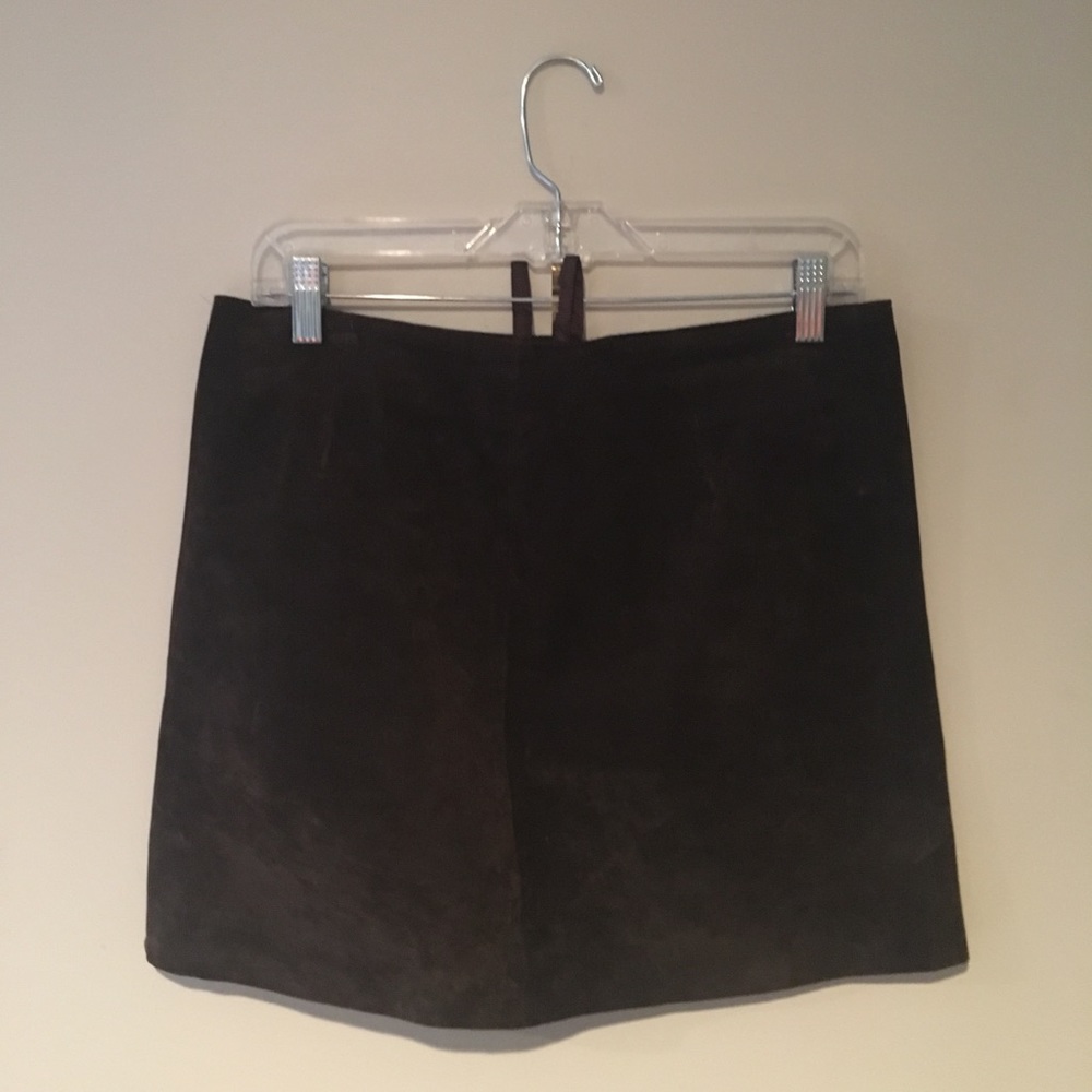 Genuine leather and shade brown skirt
